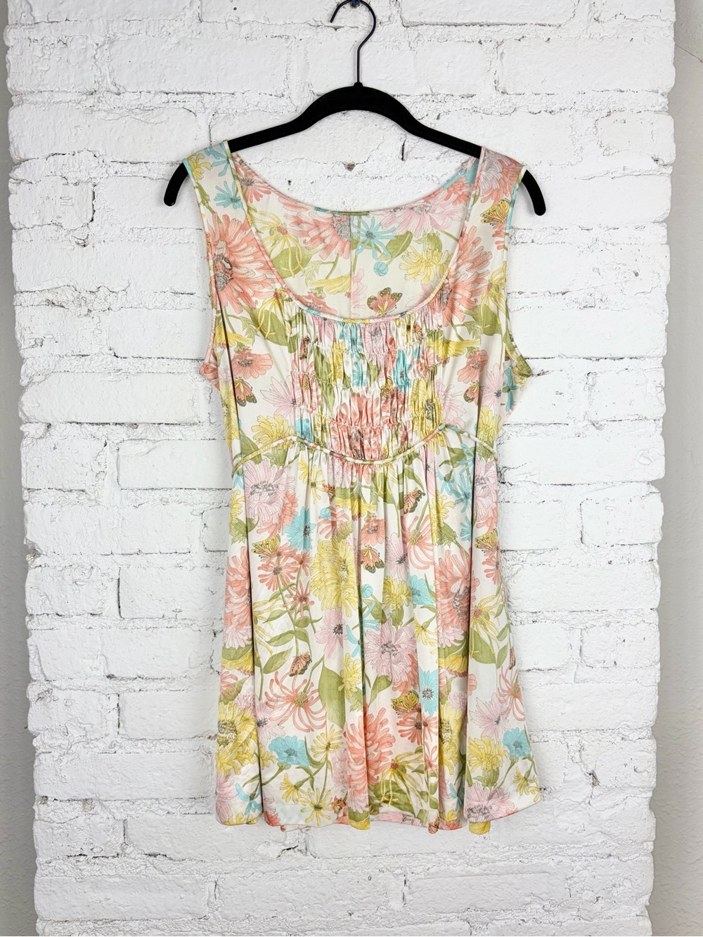 Vanity Fair VTG 70s Nylon Floral Butterfly Waist Tie Top Medium - Picture 5 of 10